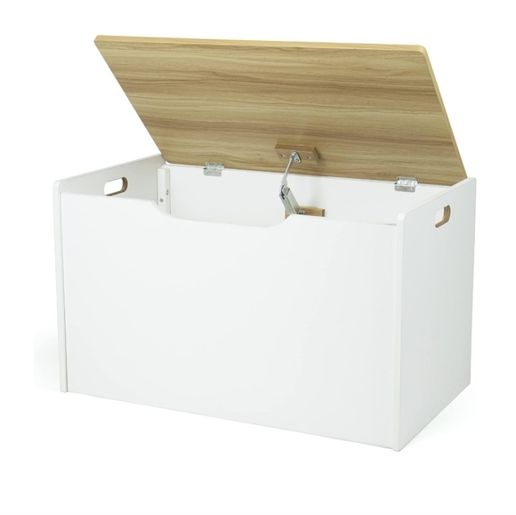 Humble Crew Expedition Hinged Toy Storage Chest with Lid, White & Natural Wood - Picture 2 of 4